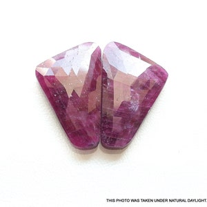 RUBY ROSE CUT Slice, 36mm Match Pair, Natural Ruby Rose Cut Slice Cabochon, Highly Polished Ruby, Rose Cut Ruby Slice, 74 Cts, Flat 70% Off.