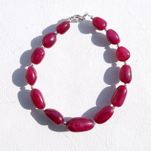 Ruby Bracelet, Natural African Mozambique Ruby Tumble Shape Beaded Bracelet, Natural Mozambique Ruby Bracelet, Size 9mm to 17mm. Finest Ruby