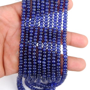 5mm Natural Blue Sapphire Smooth Rondelle Beads, Sapphire Rondelle Beads, Sapphire Smooth Beads, Blue Sapphire Rondelle Plain Beads