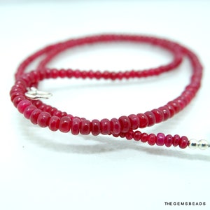Super Finest Dainty Natural Ruby Beads Necklace, Ruby Necklace, Ready to wear 2MM to 3MM Ruby Beads Necklace, 17&quot; Inch String,