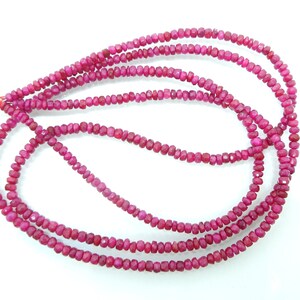 Cadena de 16 pulgadas, collar de cuentas facetadas de rubí natural - cuentas de rubí - cuentas de 3MM - 3.5MM - cuentas de Rondelle de rubí natural - cuentas de rubí facetadas.