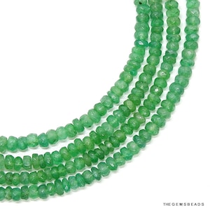 Emerald Necklace, Natural Zambian Emerald Rondelle Beads, Emerald faceted Beads Necklace, Emerald faceted Rondelle, Size 3-6mm, Length 46 cm
