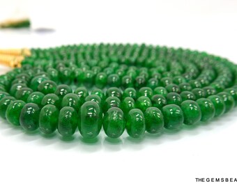 Natural Zambian Emerald Smooth Rondelle Beads, Zambian Emerald Gemstone Beads, Emerald AAA+ Beads for jewelry Making, 6-9mm Emerald Beads.