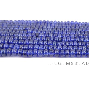 Natural Blue Sapphire Smooth Rondelle Beads, 5-5.5mm Sapphire Rondelle Beads, Sapphire Loose Beads, 6/9/15 Pcs Sapphire for Jewelry Making