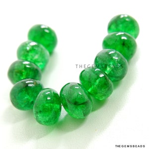 8mm - 8.5mm, Emerald Smooth Rondelle, Natural Zambian Emerald Beads, Zambian Emerald Smooth Beads, Emerald AAA+ Beads, Loose Emerald Beads