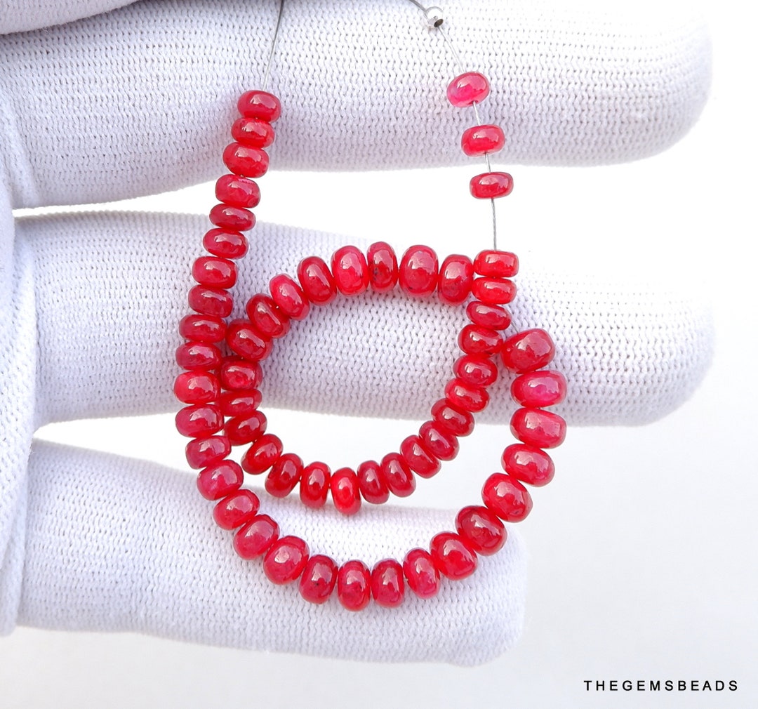 55 Pieces of Pigeon Blood Red Ruby Smooth Rondelle Beads, Natural ...