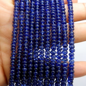 6/9/15 Pcs, Natural Blue Sapphire Smooth Rondelle Beads, 4-5mm Blue Sapphire Beads, Blue Sapphire Rondelle Beads, Get 70% Off Supplies Sale.