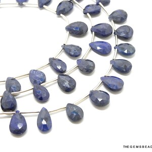 8-10mm, Natural Blue Sapphire Faceted Briolettes, Blue Sapphire Briolettes, Corundum Blue Sapphire Briolettes, Sapphire Briolettes 18 Pcs.