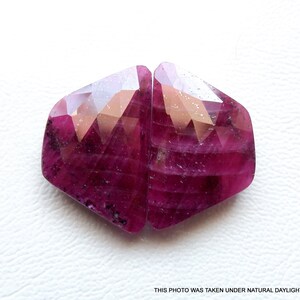 RUBY ROSE CUT Slice, 26mm Match Pair, Natural Ruby Rose Cut Slice Cabochon, Highly Polished Ruby, Rose Cut Ruby Slice, 35 Cts, Flat 70% Off.