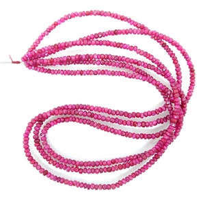 Cadena de 16 pulgadas, collar de cuentas facetadas de rubí natural, cuentas de rubí de 3,3 a 3,5 mm, cuentas de rondelle de rubí natural, cuentas de piedras preciosas de rubí natural.