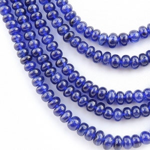 Blue Sapphire Beads, Natural Blue Sapphire Rondelle Beads, Sapphire Smooth Rondelle Beads for jewelry making, Size 4mm - 5mm, 3&quot; Inch Strand