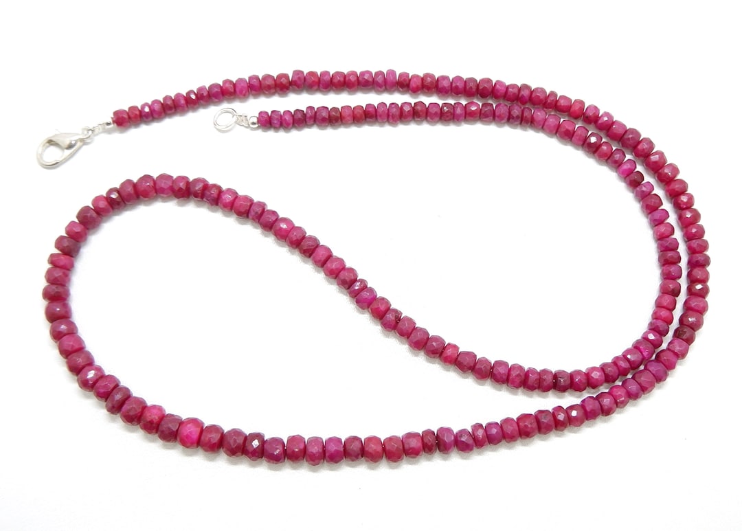 21" Inch String Gorgeous Natural Ruby Faceted Beads Necklace - Ruby 3.5 ...