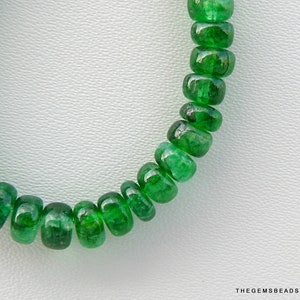 Natural Emerald Smooth Rondelle, 4mm Emerald Rondelle Beads, Zambian Emerald Beads, 31 Green Emerald Gemstones for Jewelry making Supplies