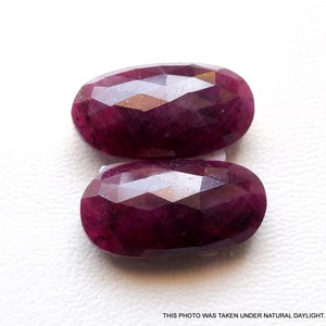 RUBY faceted rose cut slice, 25MM Match Pair, Natural Ruby Rose Cut Slice, Highly Polished Ruby, Rose Cut Ruby Slice, 45 Cts, FLAT 70% OFF.