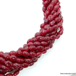5MM to 7MM Ruby Beads, Natural Ruby Oval Shape Beads, Red Ruby beads, Natural Corundum Ruby oval Beads, Ruby Oval Beads, Oval Shape Rubies.