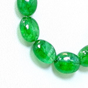 Natural Emerald Smooth Oval Beads, 7-8mm Emerald Oval Beads, Zambian Emerald Beads, 11 Green Emerald Gemstones for Jewelry making Supplies
