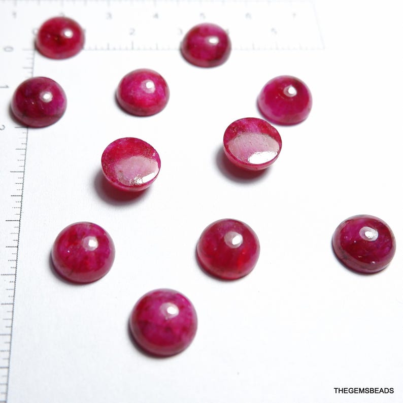 10mm Natural Ruby Smooth Round Cab, Red Ruby Round Cabochon, African ...