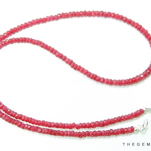 Collana di perline Rondelle sfaccettate rubino naturale da 17" pollici, perline Ruby Rondelle, Ruby Rondelle, Ruby AAA+ Beads, Collana Ruby, Dimensioni da 2,5 mm a 3 mm