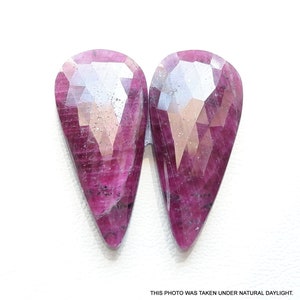 RUBY ROSE CUT Slice, 40mm Match Pair, Natural Ruby Rose Cut Slice Cabochon, Highly Polished Ruby, Rose Cut Ruby Slice, 73 Cts, Flat 70% Off.