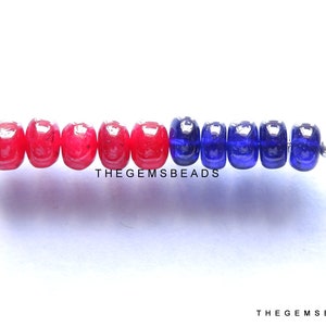 AAA+++ Quality Smooth Rondelle Beads, Natural Blue Sapphire Beads - Natural Pigeon Blood Red Ruby Beads - 10 Pieces of 6MM Loose Beads.