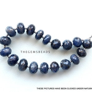100% Natural Blue Sapphire Beads, 5 Pieces of Blue Sapphire Beads 10MM TO 11MM, Sapphire Loose Beads, UNTREATED Sapphire Faceted Rondelle.