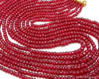 FINEST NATURAL RUBY Necklace, Deep Red Ruby Necklace, Ruby Rondelles, Pigeon Blood Red Ruby, Size 3.5MM to 5.5MM, Length 21" Inch, 632 Carat