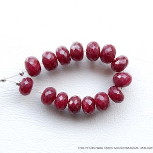8MM - 9MM, Natural Ruby Faceted Rondelle Beads - Faceted Ruby Beads - Ruby Loose Beads - Red Ruby Rondelle Beads - Krijg 70% korting op de uitverkoop