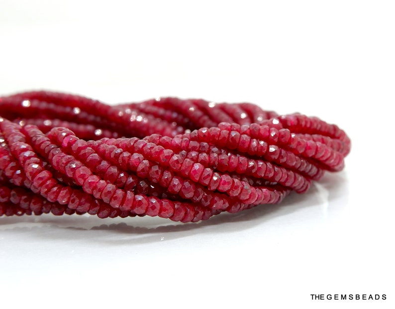 FINEST NATURAL RUBY Beads, Ruby Faceted Beads, Nicely Faceted Ruby ...