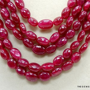 5-trådigt halsband av naturlig afrikansk mozambiquerubin med ovala pärlor / Naturlig afrikansk finaste rubin 4 MM till 10 MM pärlor.