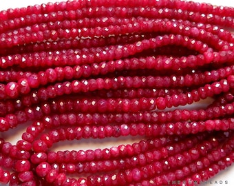 15/23/31 Pcs NATURAL RUBY 4-5MM Faceted Rondelle Beads, Natural Ruby Beads, Faceted Ruby Rondelle, Get 70% Off Bridal Jewelry Supplies Sale
