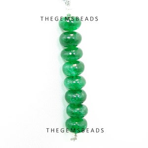 8mm - 8.5mm Natural Zambian Emerald Smooth Rondelle Beads,  8 Emerald Beads.