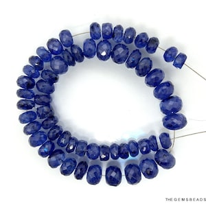 Natural Blue Sapphire Beads, 15 Pieces of Blue Sapphire Beads 6.5MM TO 7.5MM, Sapphire Loose Beads.