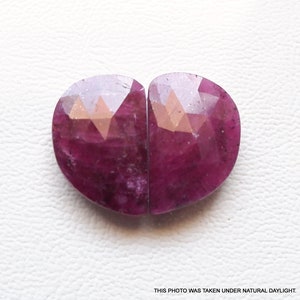 Ruby faceted rose cut slice, 19MM Size Match Pair, Natural Ruby Rose Cut Slice, Highly Polished Ruby, Rose Cut Ruby Slice, 20 Cts, 70% OFF.
