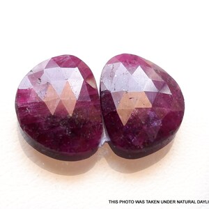 RUBY faceted rose cut slice, 20MM Match Pair, Natural Ruby Rose Cut Slice, Highly Polished Ruby, Rose Cut Ruby Slice, 25 Cts, FLAT 70% OFF.
