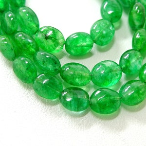 6.5mm - 8mm 6/9/15 Pcs, Natural Zambian Emerald Oval Shape Smooth Beads, Emerald Oval Beads, AAA+ Quality, Get 70% Off Jewelry Supplies Sale