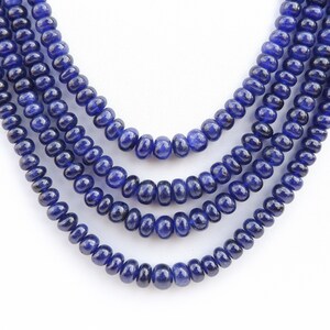 Dark Blue Sapphire Beads, Natural Blue Sapphire Smooth Rondelle Beads, Sapphire Smooth Beads, Sapphire Rondelle Plain Beads, Size 5-7.5 mm