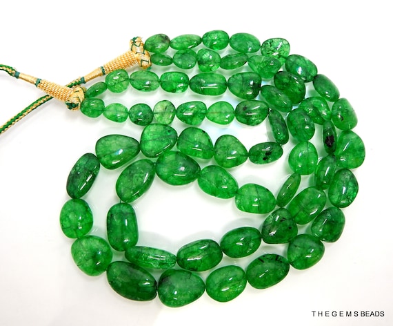 Natural Emerald Beads Zambian Emerald Tumble Shape Beads Natural Zambian Emerald Nugget Shape Bead Necklace 9MM to 21MM 507 Carat Approx Etsy