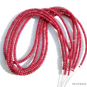 Cuentas de rubí, Cuentas redondas de rubí africano natural Hebra \ Cuentas de rubí natural \ Cuentas de rubí de 3 a 4 mm \ Cuerda de 17 "pulgadas, a precio mayorista