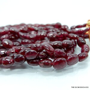 Cuentas de forma ovalada de rubí natural, cuentas AAA de rubí oscuro, joyería de rubí natural, cuentas de pepita de rubí, collar de cuentas de rubí, rubí para hacer joyas.