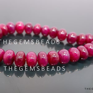 7mm - 8mm, Ruby Smooth Rondelle, Natural Mozambique Ruby Beads, Red Ruby Smooth Beads, Ruby AAA+++ Beads, Loose Ruby Beads