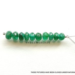 10 Pcs, 7mm to 8mm, Beryl Emerald Faceted Rondelle, Natural Beryl Emerald Faceted Beads, Beryl Emerald Rondelle Beads, Beryl Emerald Beads.