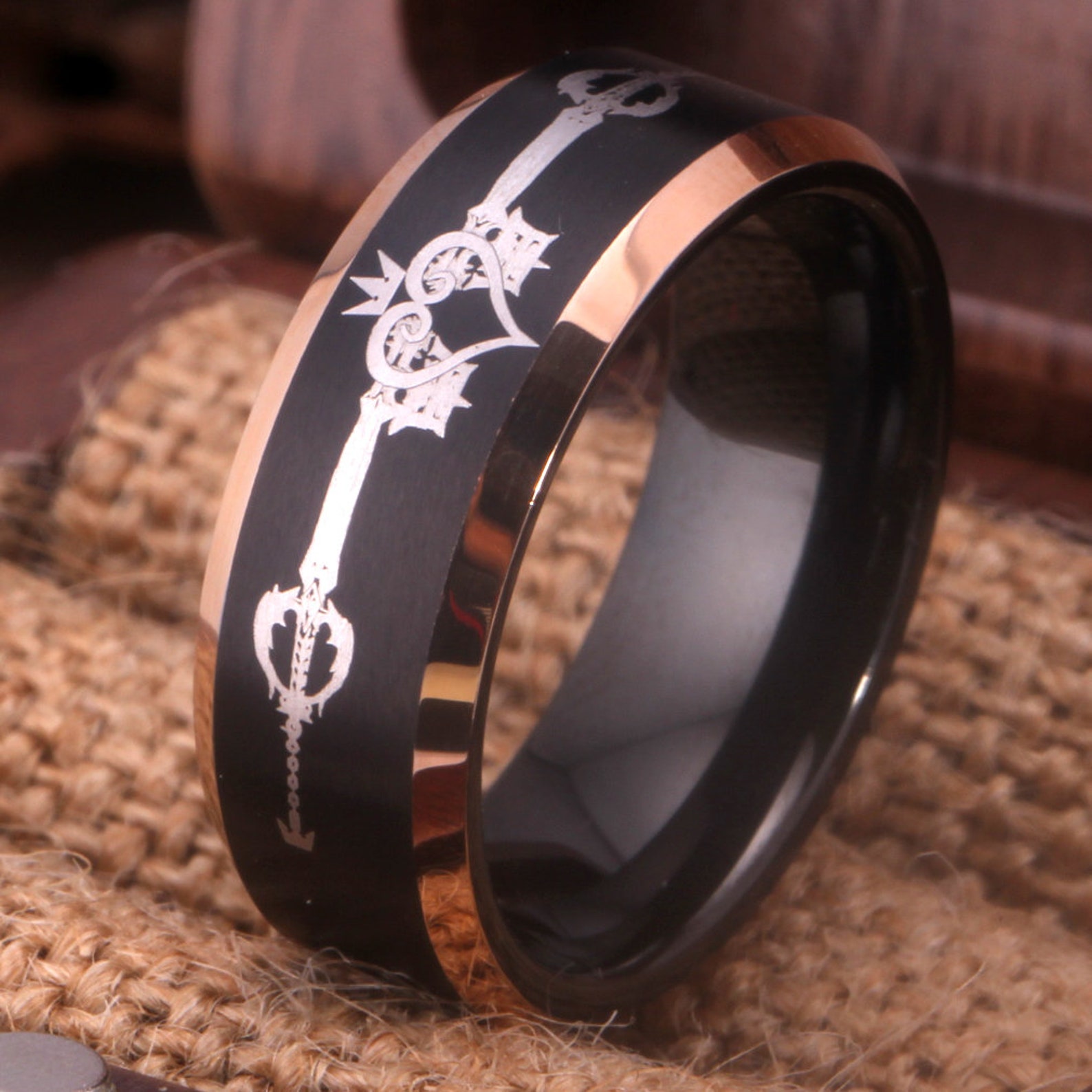 Kingdom Hearts Inspired Keyblade Ring Black Kingdom Heart - Etsy