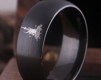 Black Wedding Ring Dark Souls Tungsten Ring Dark Sign Dark Souls Bonfire Ring Tungsten Ring Wedding Ring GAMER'S Ring Anniversary Gift Ring