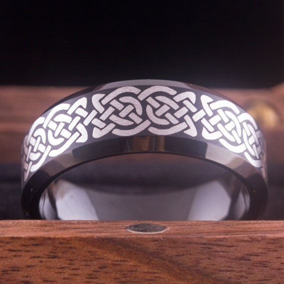Men's Tungsten Ring, Black Wedding Band Black Tungsten Ring Celtic Knot Ring Irish Knot Ring Celtic Wedding Band Men's Celtic Ring Irish