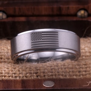 Tungsten Wedding Ring 8mm American Flag Ring American Wedding Ring Women American Ring for Men Party Gift Ring