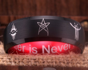 Black Ring Red Ring Blood Borne Hunter Runes Ring Black Tungsten With Red Interior Ring Game Ring  A Hunter Is Never Alone Ring Games Funs