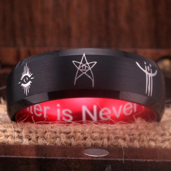 Black Ring Red Ring Blood Borne Hunter Runes Ring Black Etsy