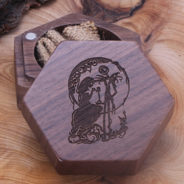 Jack and Sally Engraved Proposal Box HIs Jack Her SALLY Wedding Ring Box, Nightmare Before Christmas, We're Simply Meant To Be Jewelry Box