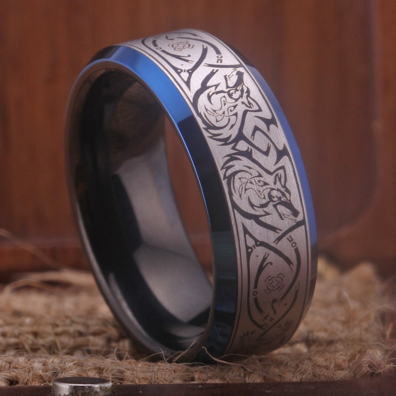 Aztec Wolf Raven Ring Aztec Calendar Ring Aztec Wolf Ring Celtic Wolf ...