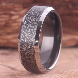 Sternenkarte schwarze Hochzeit Band Konstellation Ring Nachthimmel Ring Sternzeichen Kunst nach Datum Geburtstag Jahrestag Geschenk Wolfram Geburtstagsring